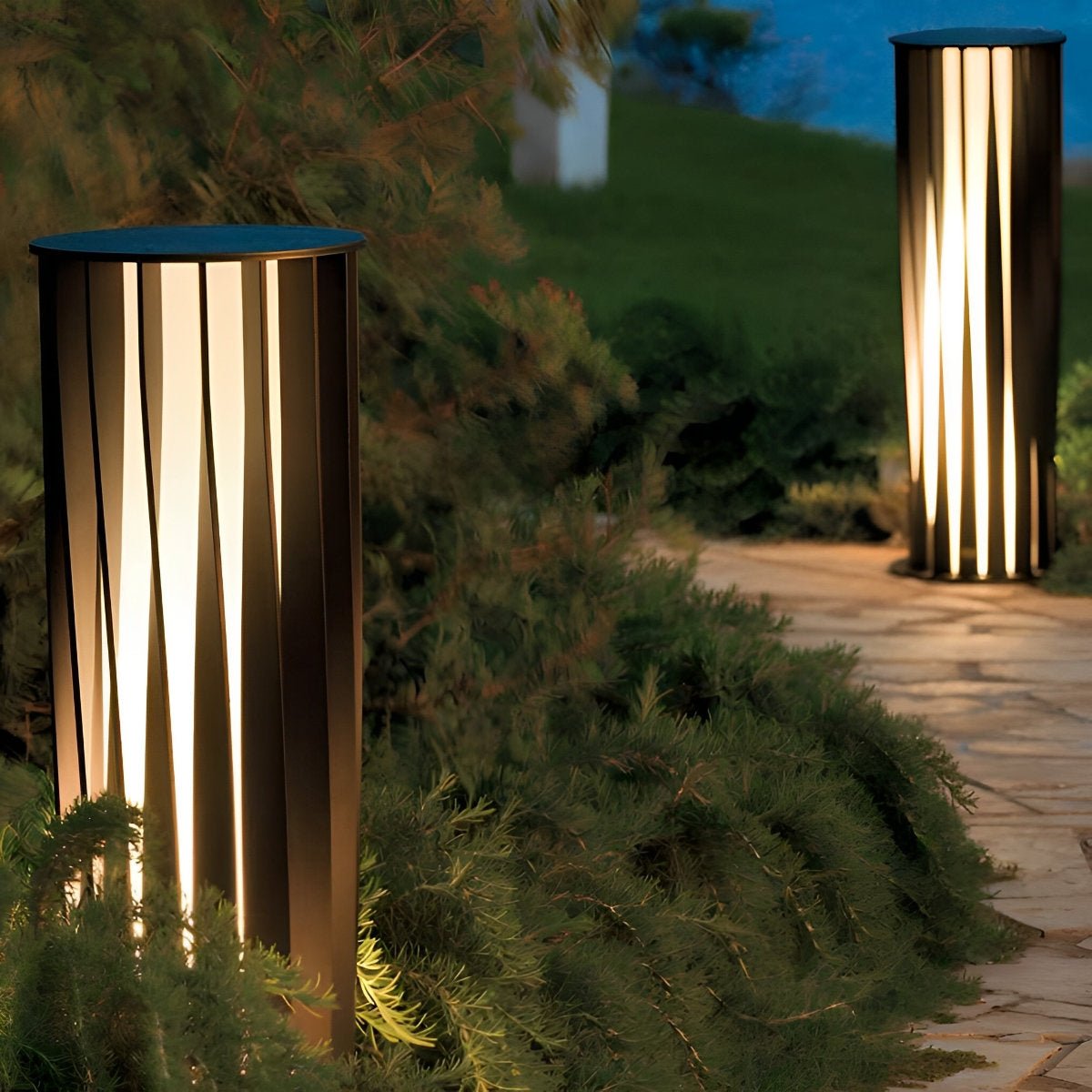 Creative Cylindrical LED Waterproof Black Modern Solar Pathway Light Walkway Floor Lamp - Flyachilles