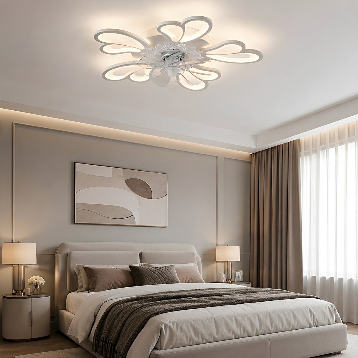 Creative Flower Shaped DC Motor LED Ceiling Fan Lights Chandelier - Flyachilles