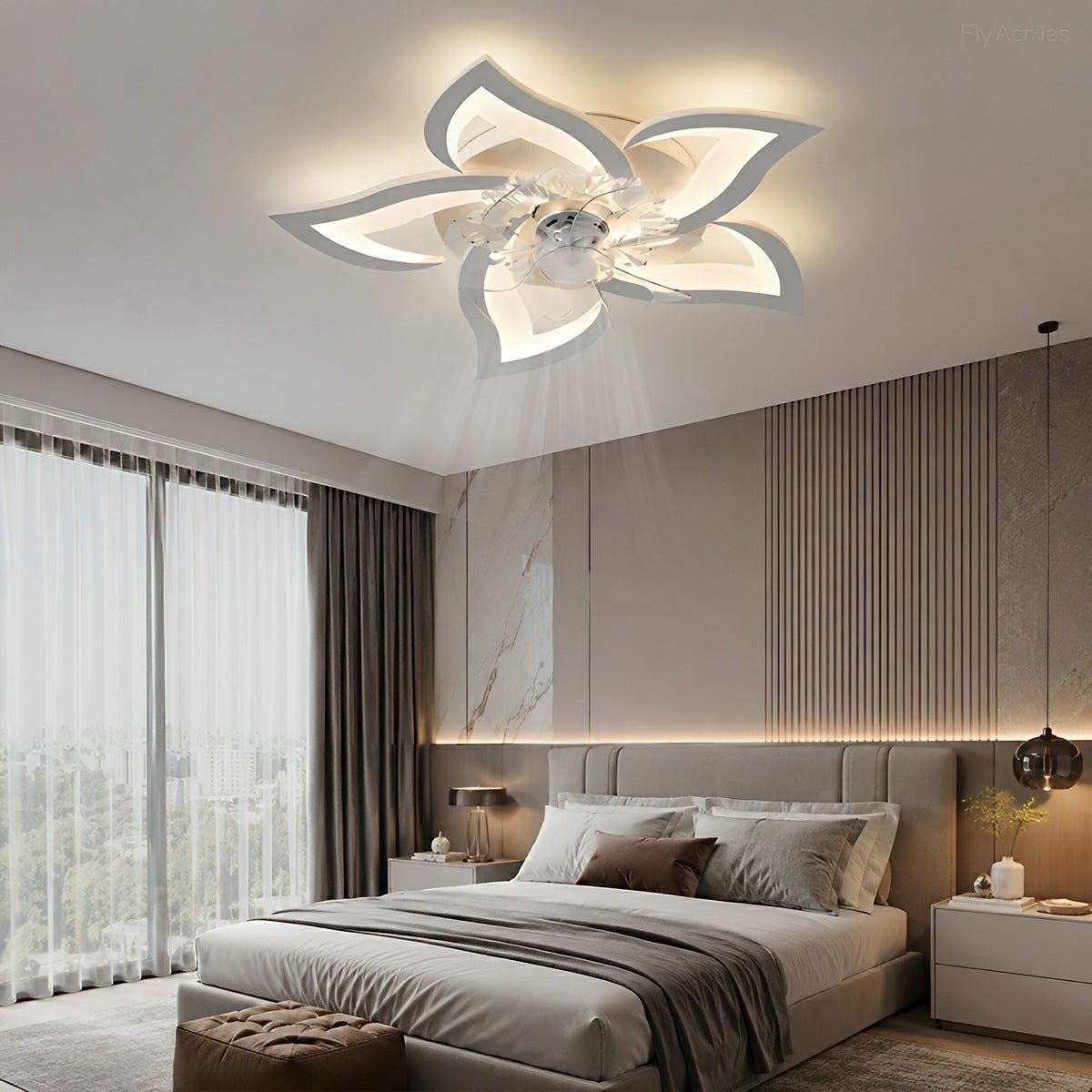 Creative Flower Shaped DC Motor LED Ceiling Fan Lights Chandelier - Flyachilles