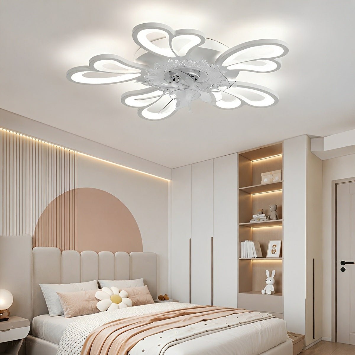 Creative Flower Shaped DC Motor LED Ceiling Fan Lights Chandelier - Flyachilles