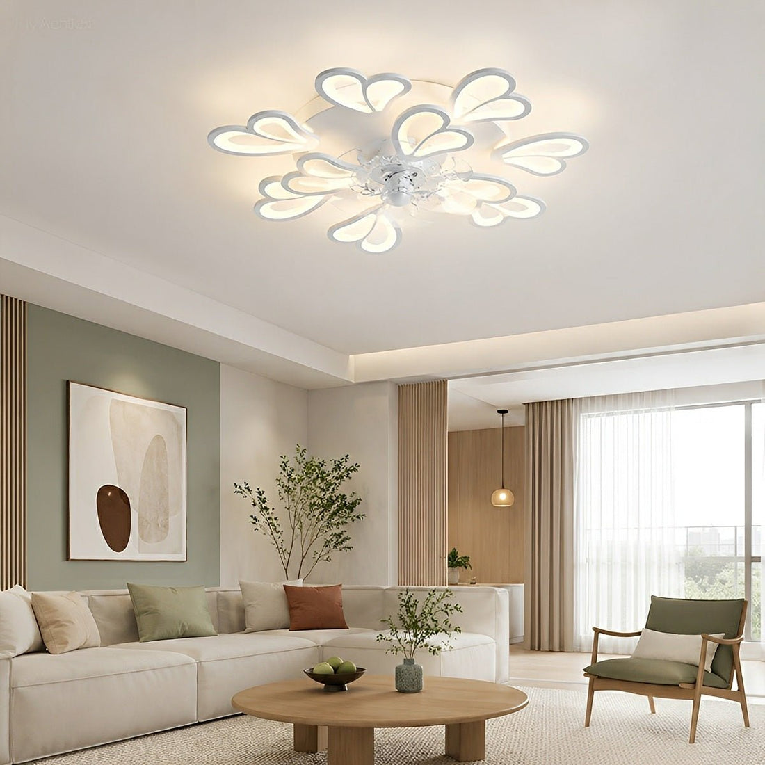 Creative Flower Shaped DC Motor LED Ceiling Fan Lights Chandelier - Flyachilles
