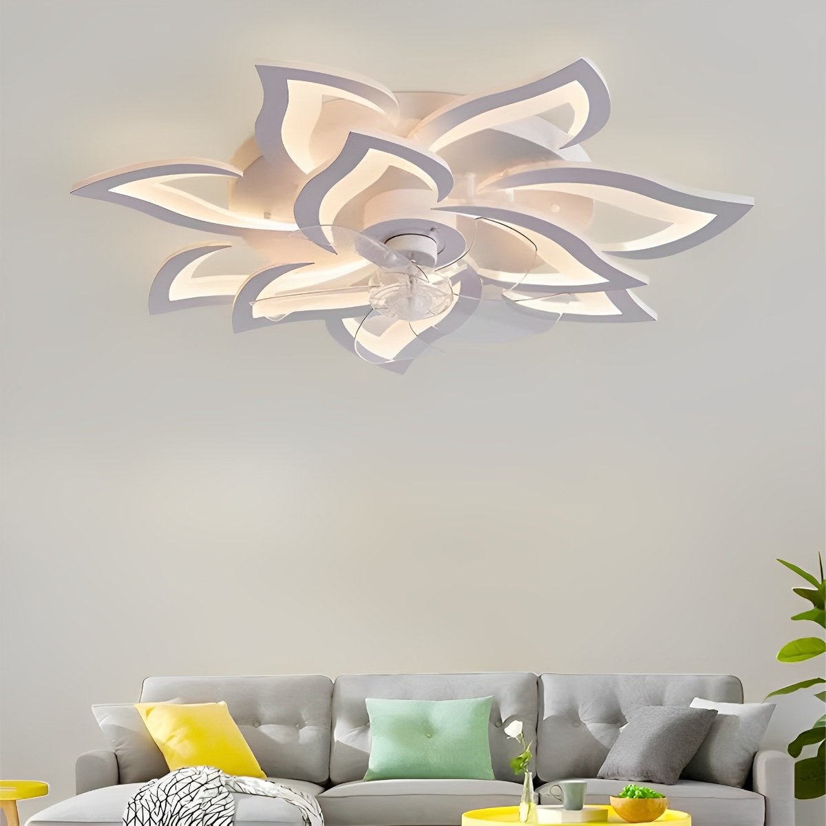 Creative Flower Shaped Three Step Dimming LED Ceiling Fan Lights Chandelier - Flyachilles