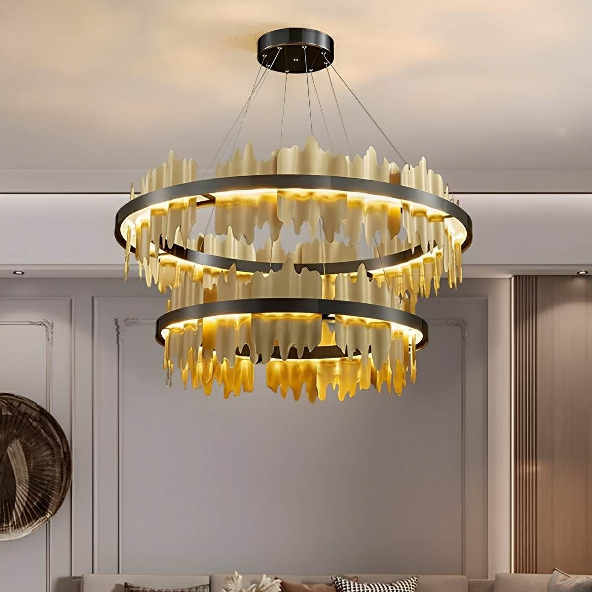 Creative Iceberg Design Metal Circular Stepless Dimming LED Light Chandelier - Flyachilles