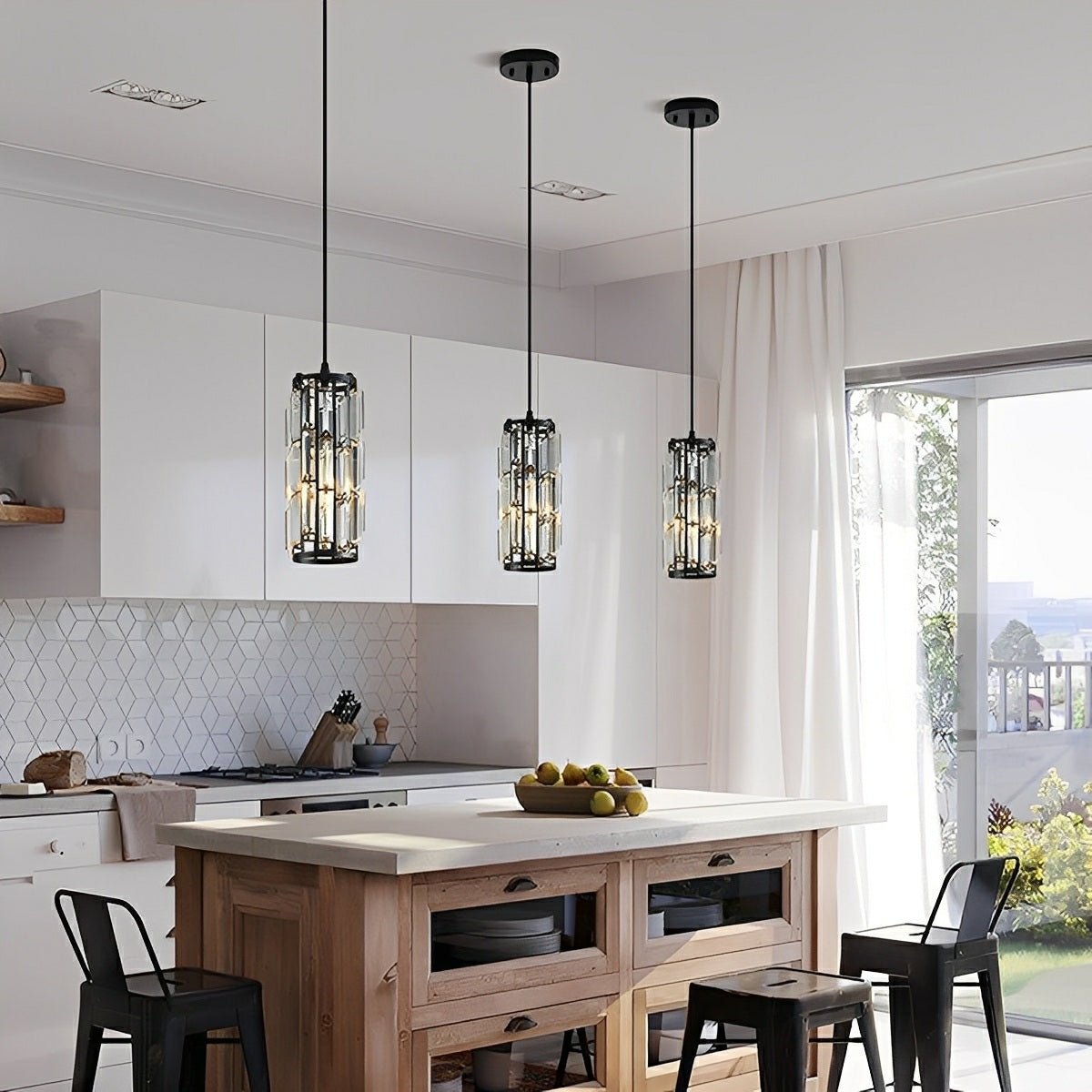 Lustre suspendu en fer créatif et verre cristal - Flyachilles