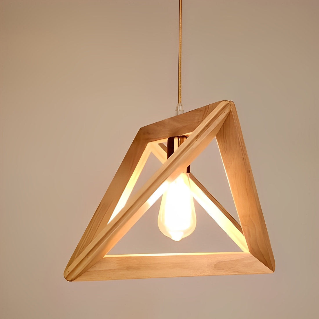 Creative Wood Frame Geometric Art Minimalist Chandelier Ceiling Pendant Lamp Hanging Art Light Fixture - Flyachilles