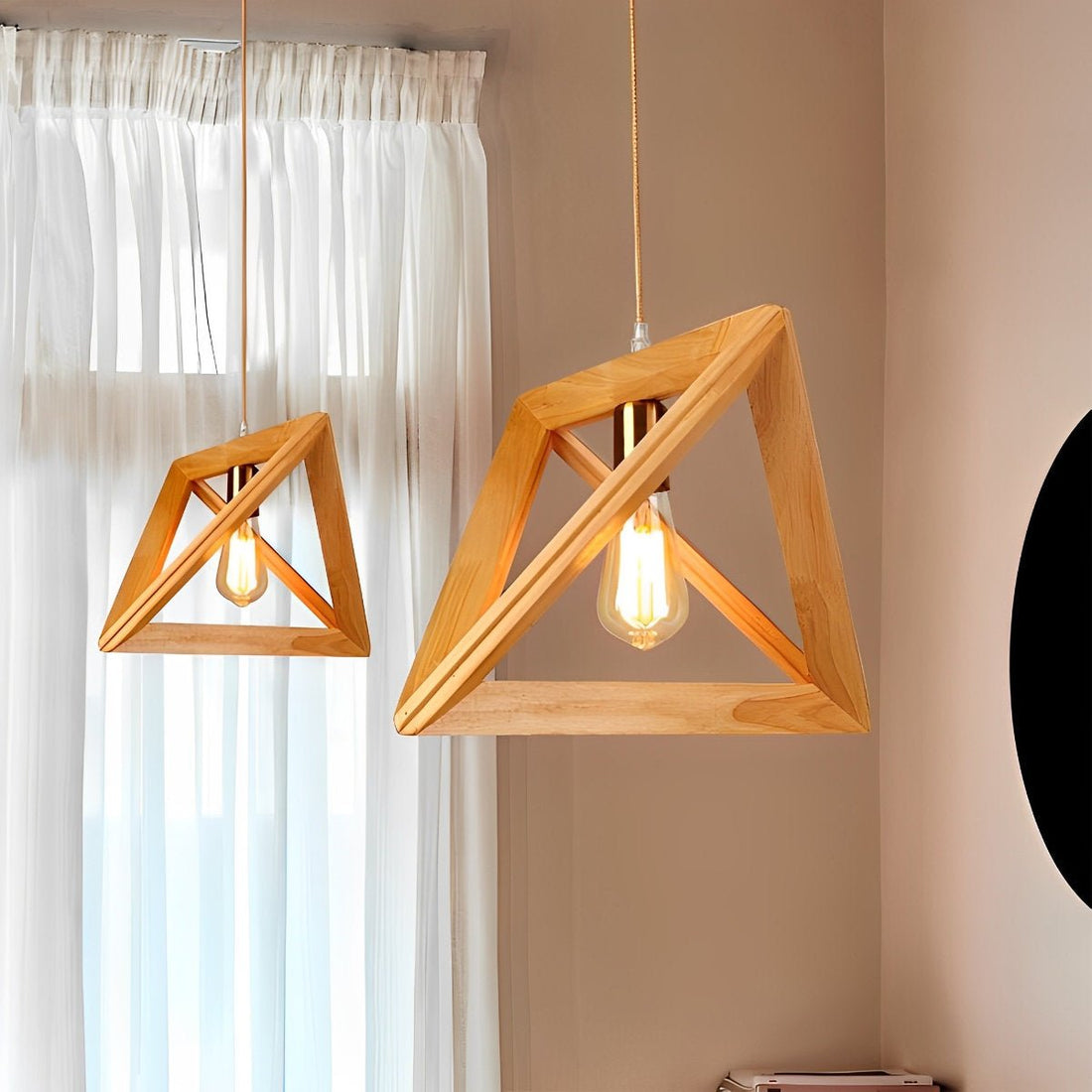 Creative Wood Frame Geometric Minimalist Chandelier Ceiling Pendant Lamp - Flyachilles