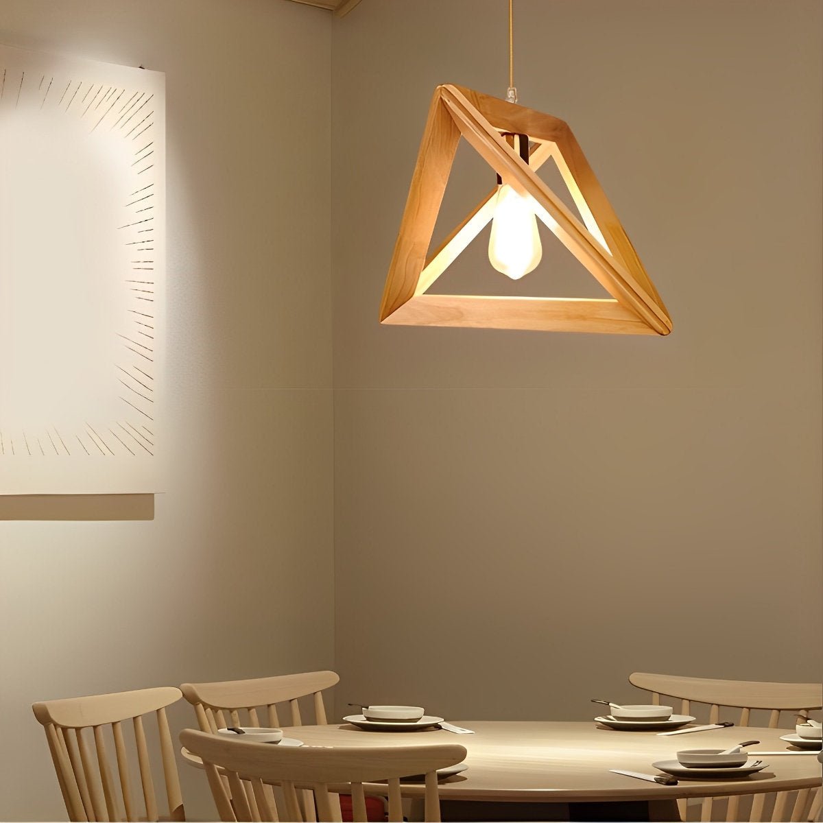 Creative Wood Frame Geometric Minimalist Chandelier Ceiling Pendant Lamp - Flyachilles