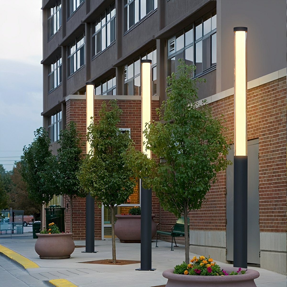 Cylinder LED Black Modern Outdoor Pathway Pole Lights - Flyachilles