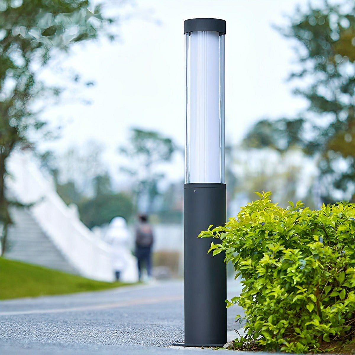 Cylinder LED Black Modern Outdoor Pathway Pole Lights - Flyachilles