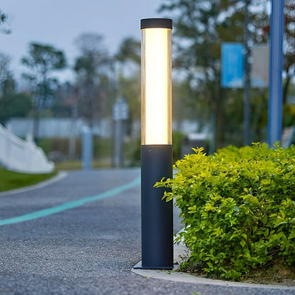 Cylinder LED Black Modern Outdoor Pathway Pole Lights - Flyachilles