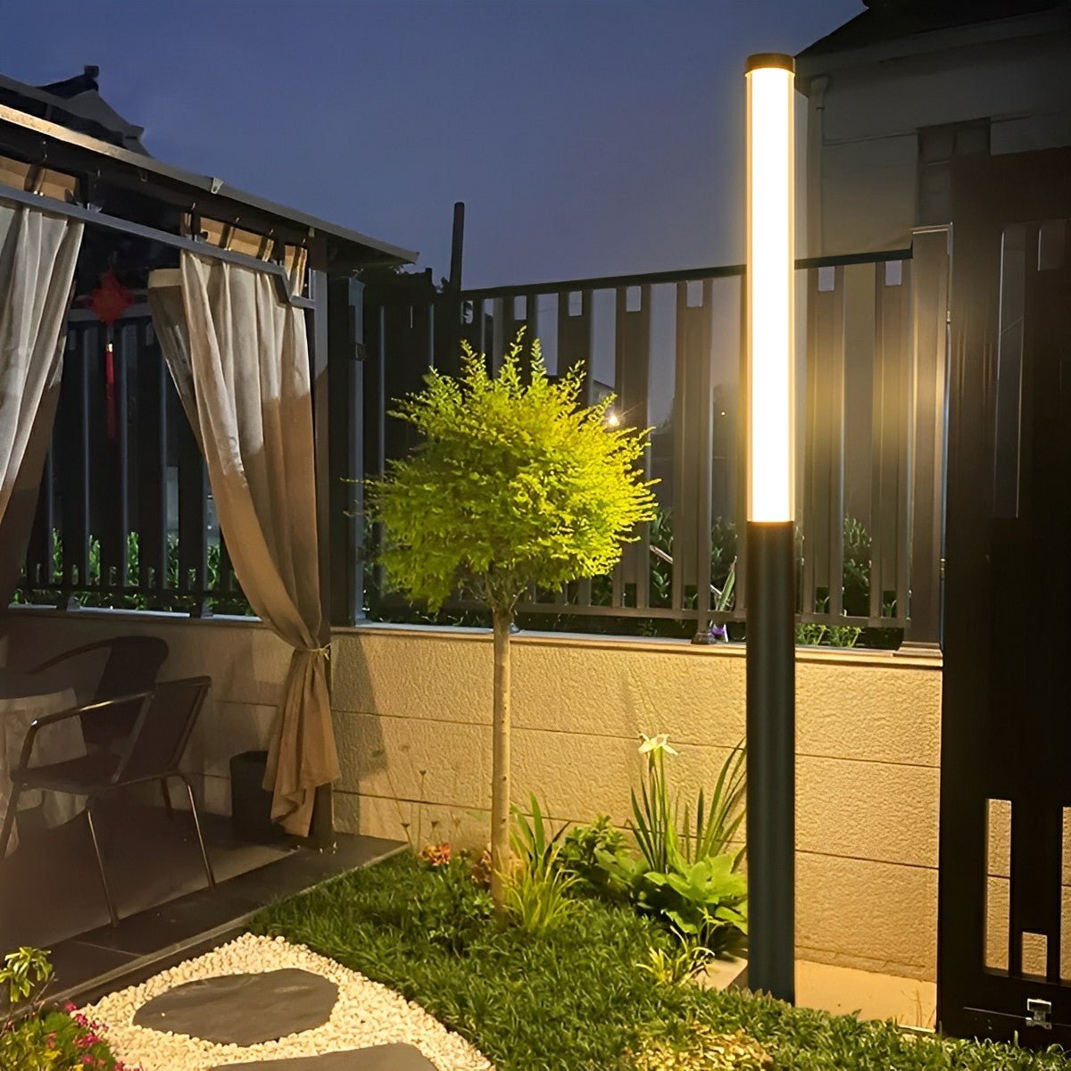 Cylinder LED Black Modern Outdoor Pathway Pole Lights - Flyachilles