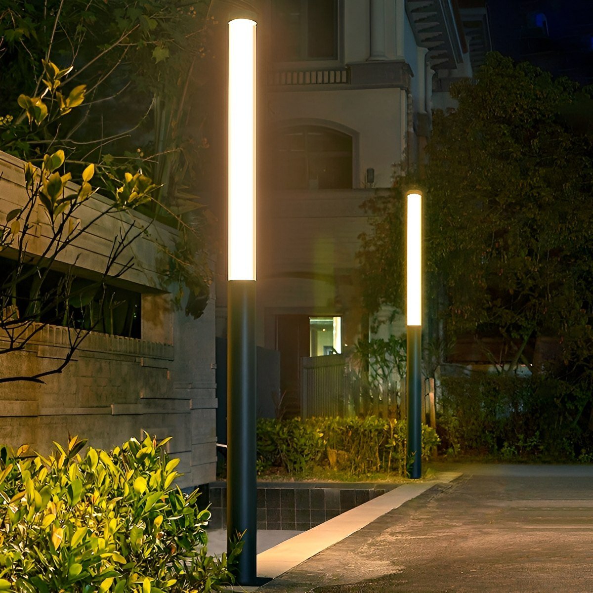 Cylinder LED Black Modern Outdoor Pathway Pole Lights - Flyachilles