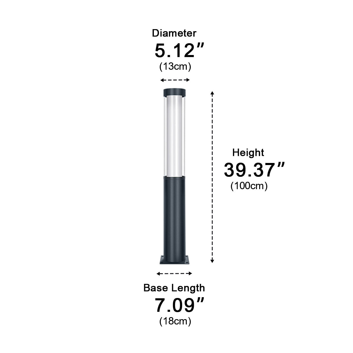 Cylinder LED Black Modern Outdoor Pathway Pole Lights - Flyachilles