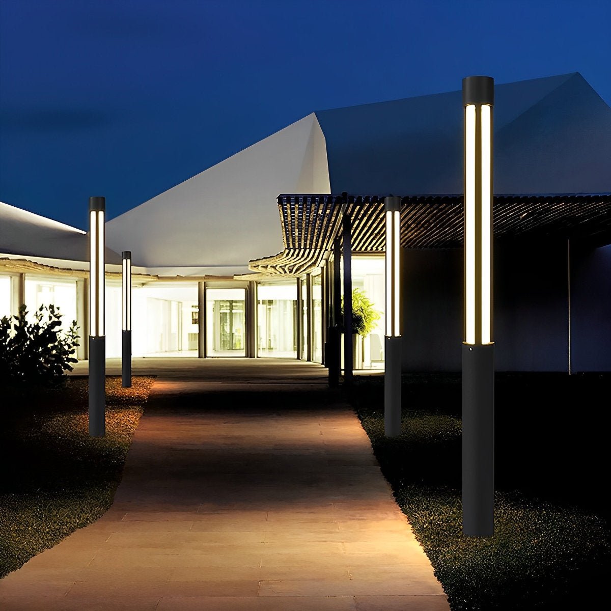 Cylinder LED Black Modern Outdoor Post Lights - Flyachilles