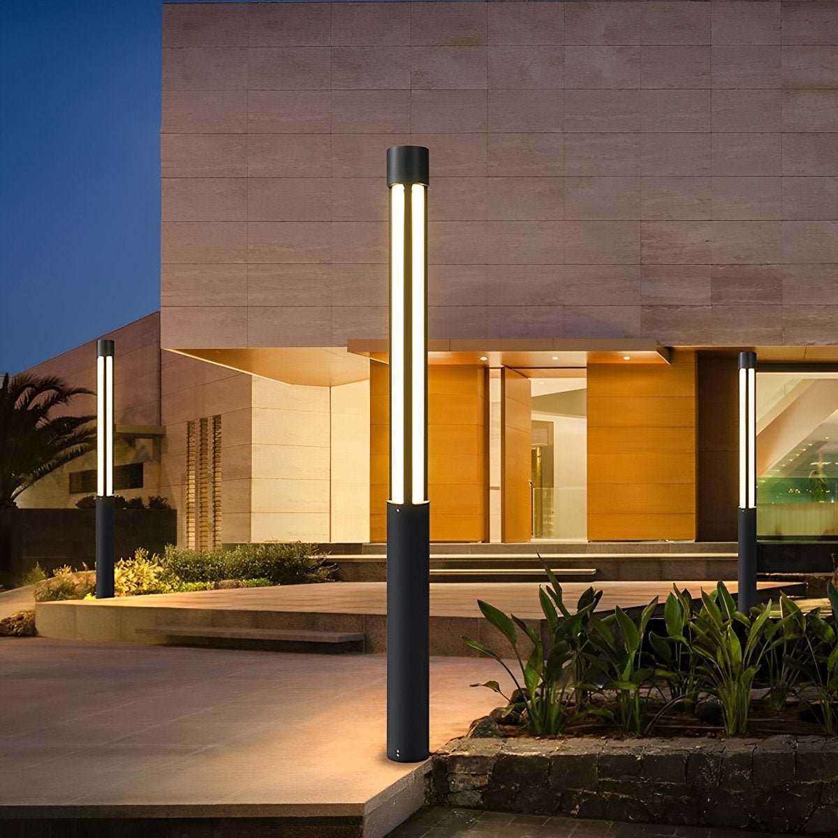 Cylinder LED Black Modern Outdoor Post Lights - Flyachilles