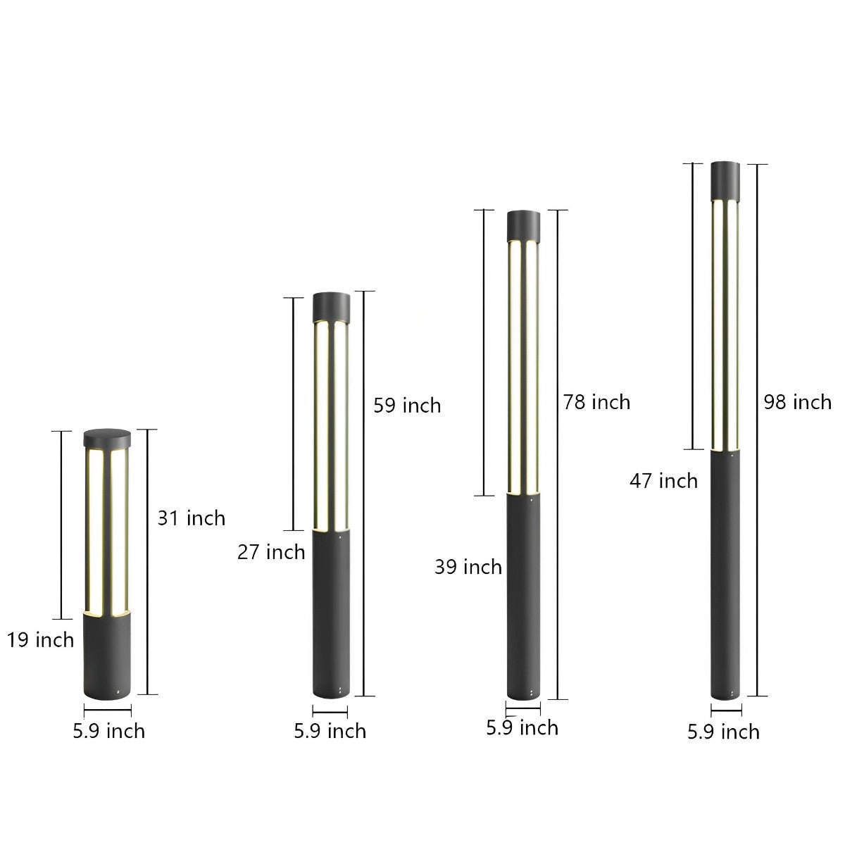 Cylinder LED Black Modern Outdoor Post Lights - Flyachilles