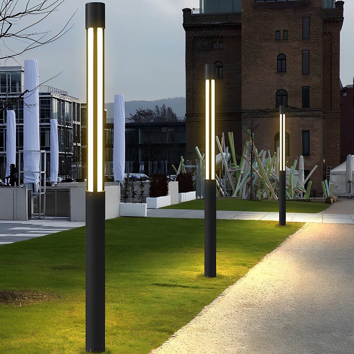 Cylinder LED Black Modern Outdoor Post Lights - Flyachilles