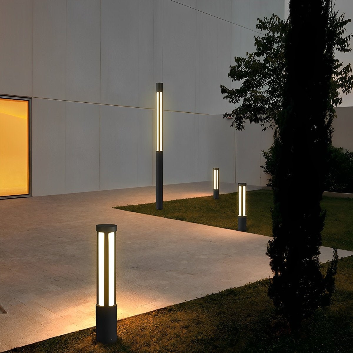 Cylinder LED Black Modern Outdoor Post Lights - Flyachilles