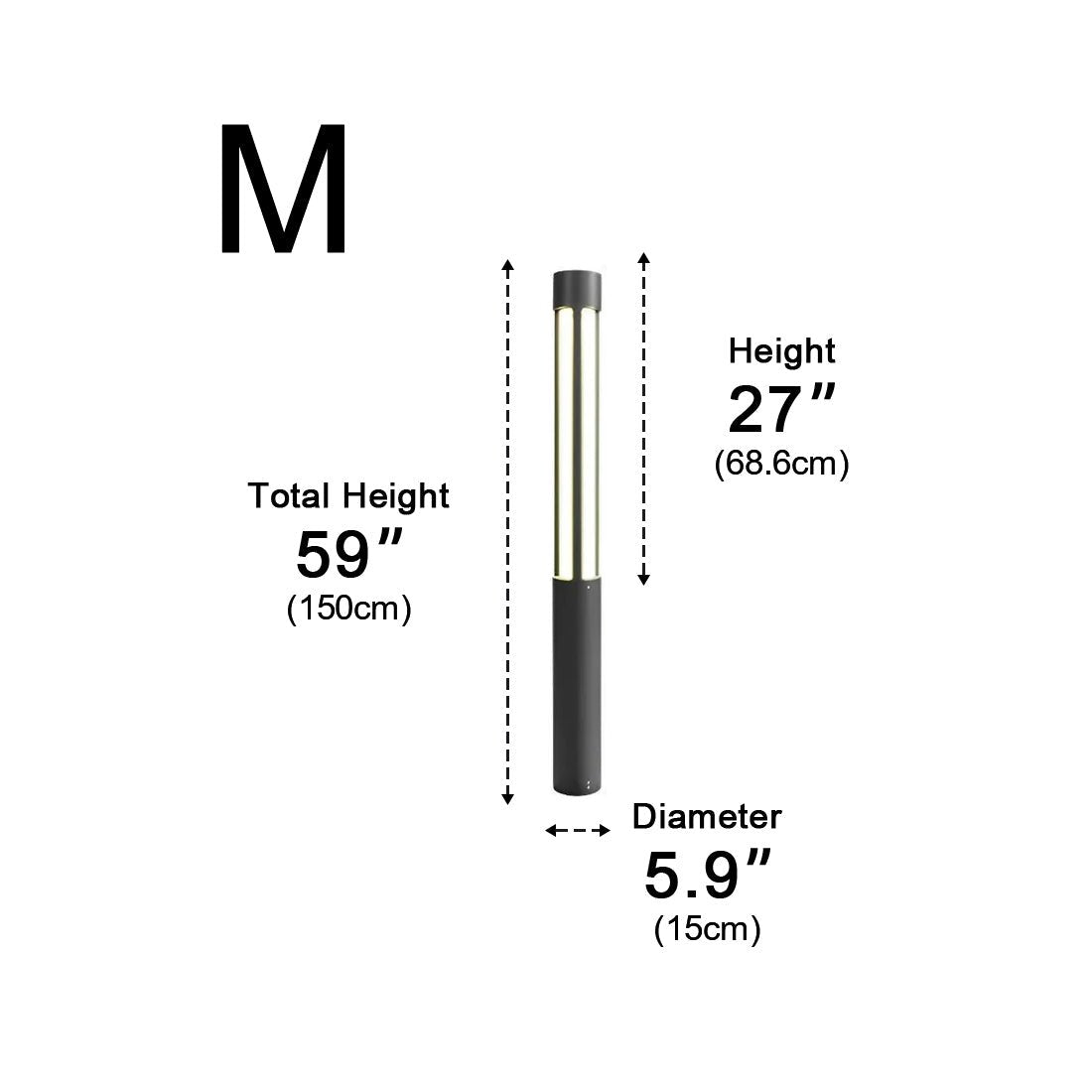 Cylinder LED Black Modern Outdoor Post Lights Street Light - Flyachilles