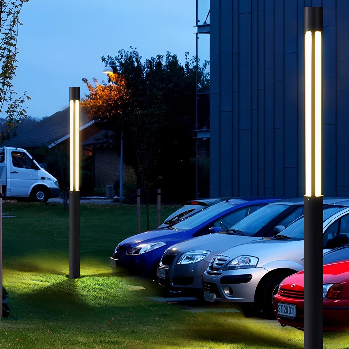 Cylinder LED Black Modern Outdoor Post Lights Street Light - Flyachilles