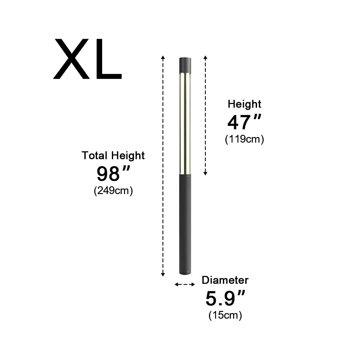 Cylinder LED Black Modern Outdoor Post Lights Street Light - Flyachilles