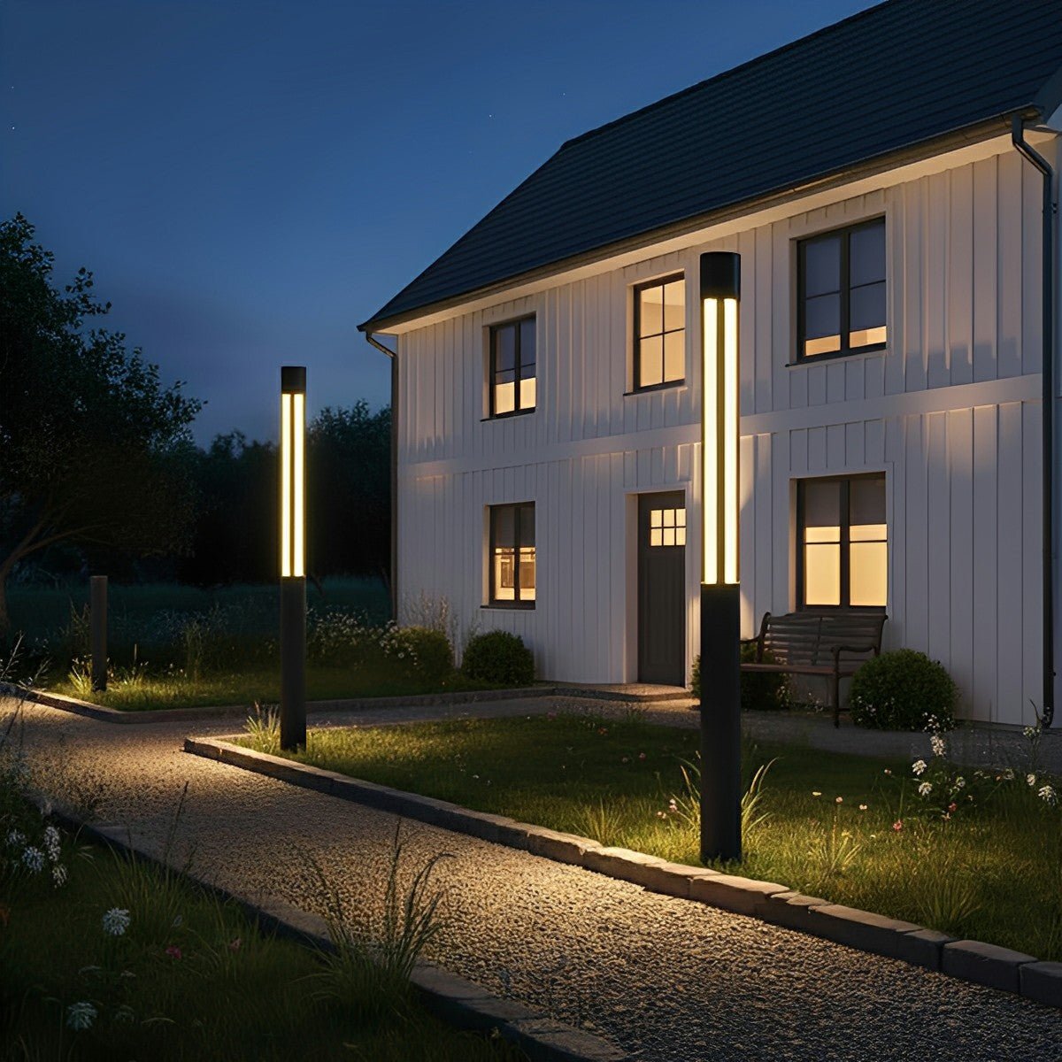 Cylinder LED Black Modern Outdoor Post Lights Street Light - Flyachilles