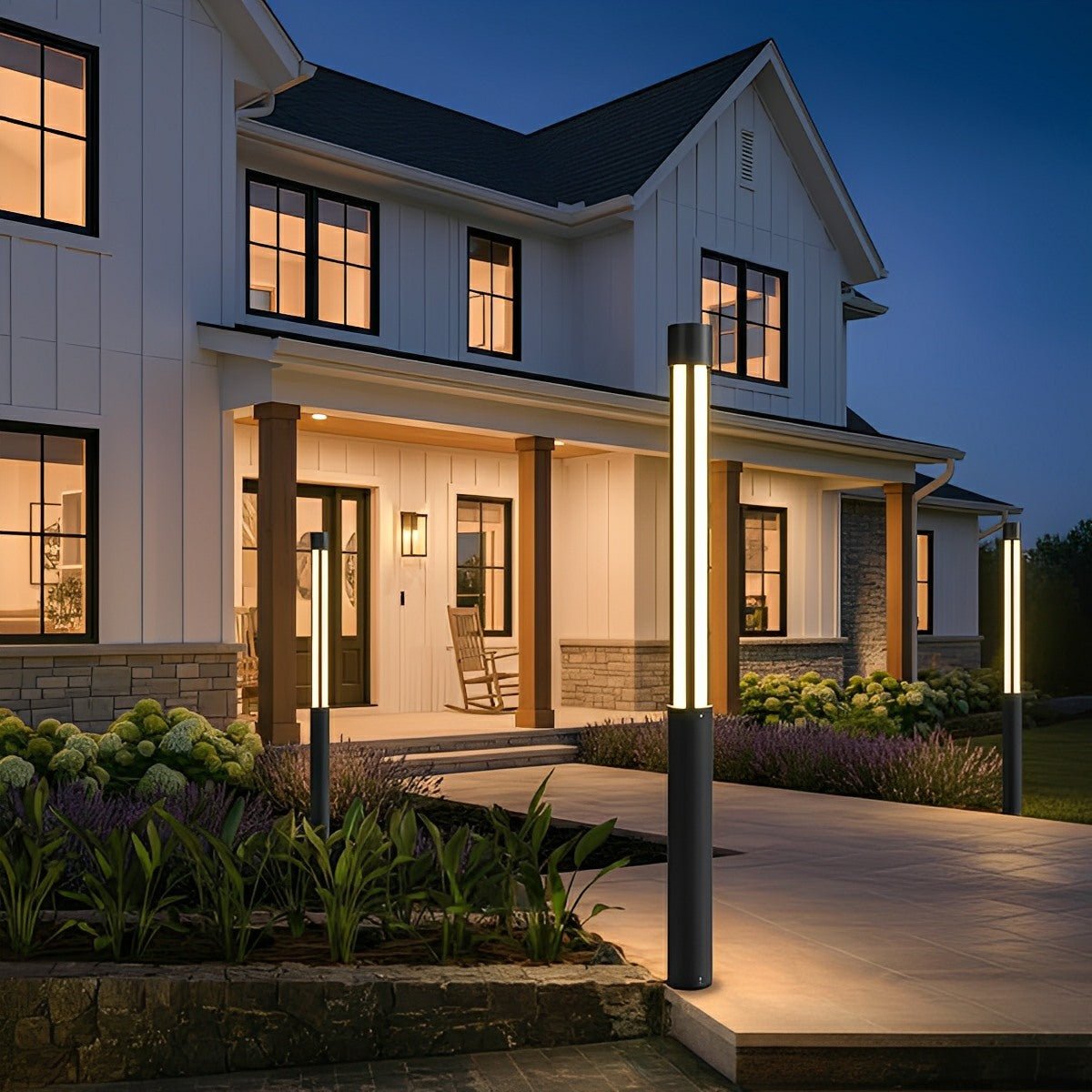 Cylinder LED Black Modern Outdoor Post Lights Street Light - Flyachilles