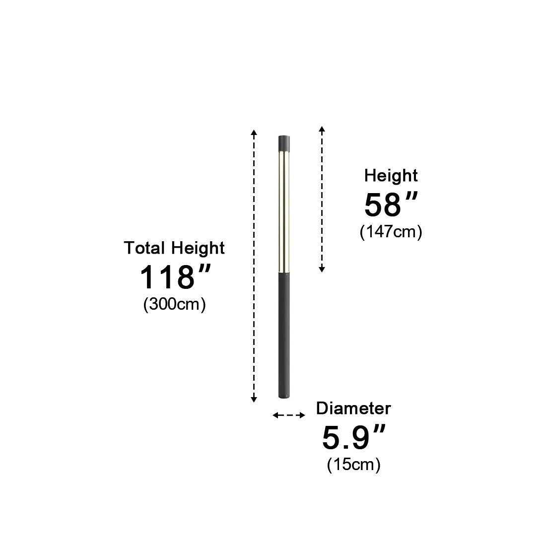 Cylinder LED Black Modern Outdoor Post Lights Street Light - Flyachilles