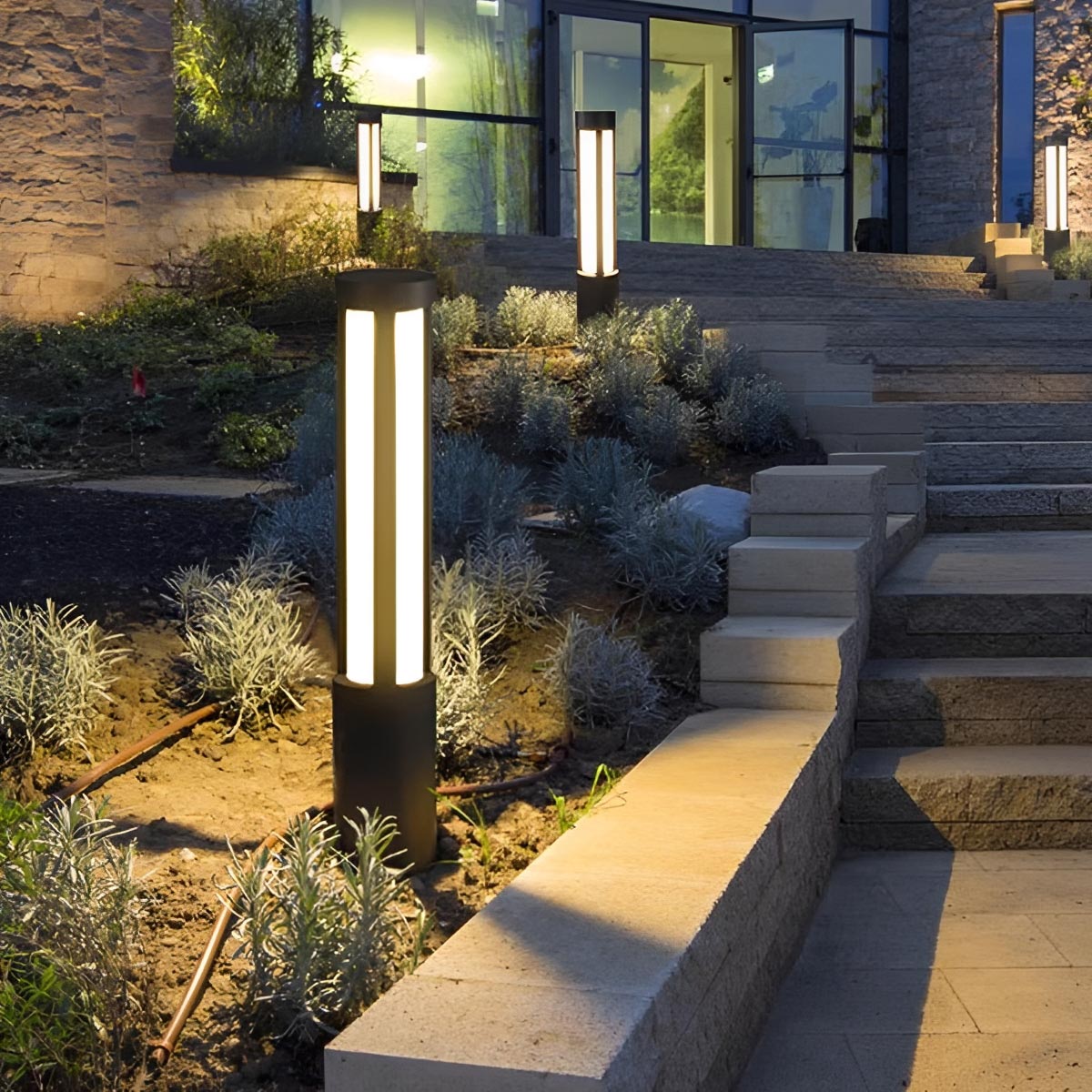 Cylinder LED Black Modern Outdoor Post Lights Street Light - Flyachilles