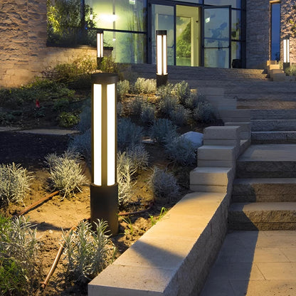 Cylinder LED Black Modern Outdoor Post Lights Street Light - Flyachilles