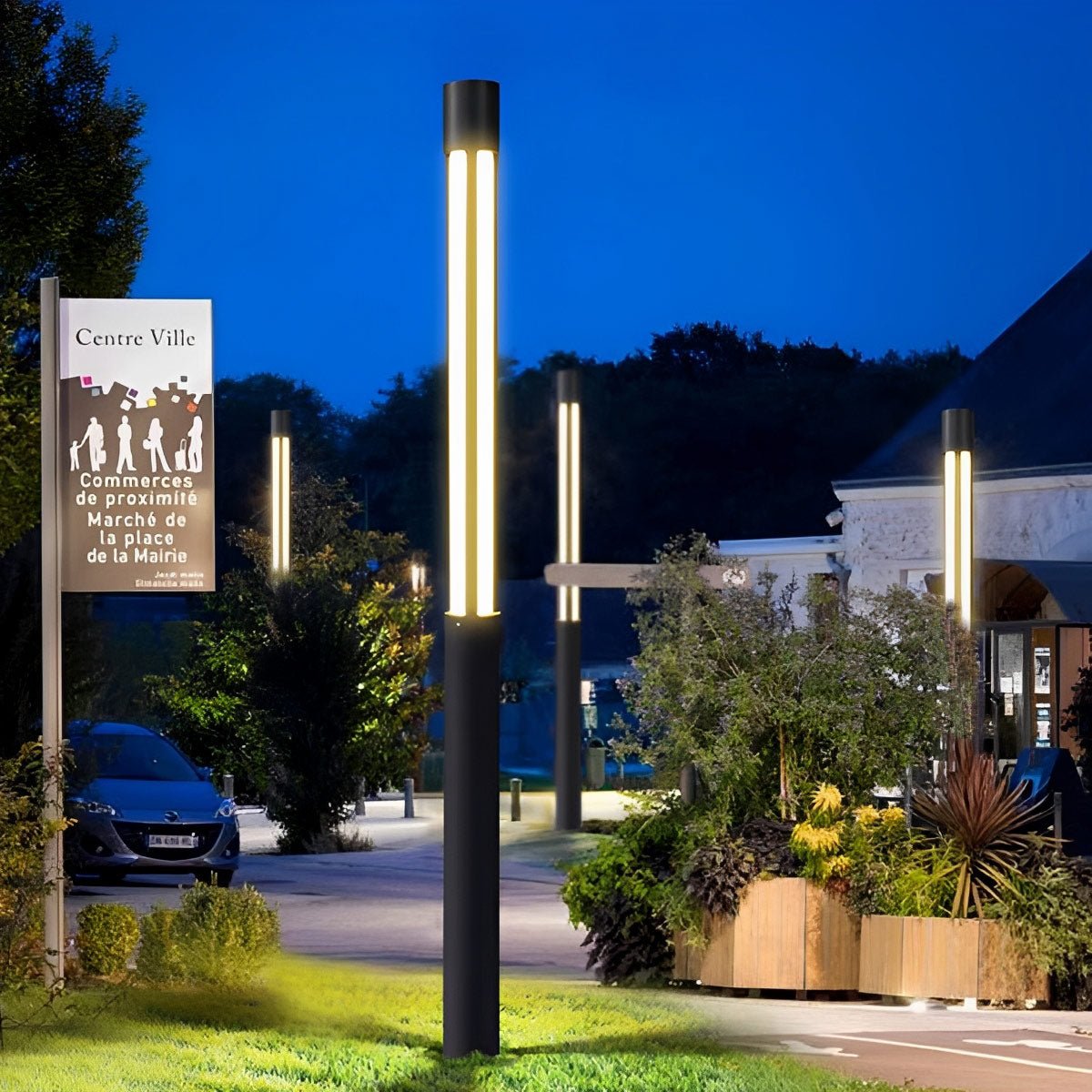 Cylinder LED Black Modern Outdoor Post Lights Street Light - Flyachilles