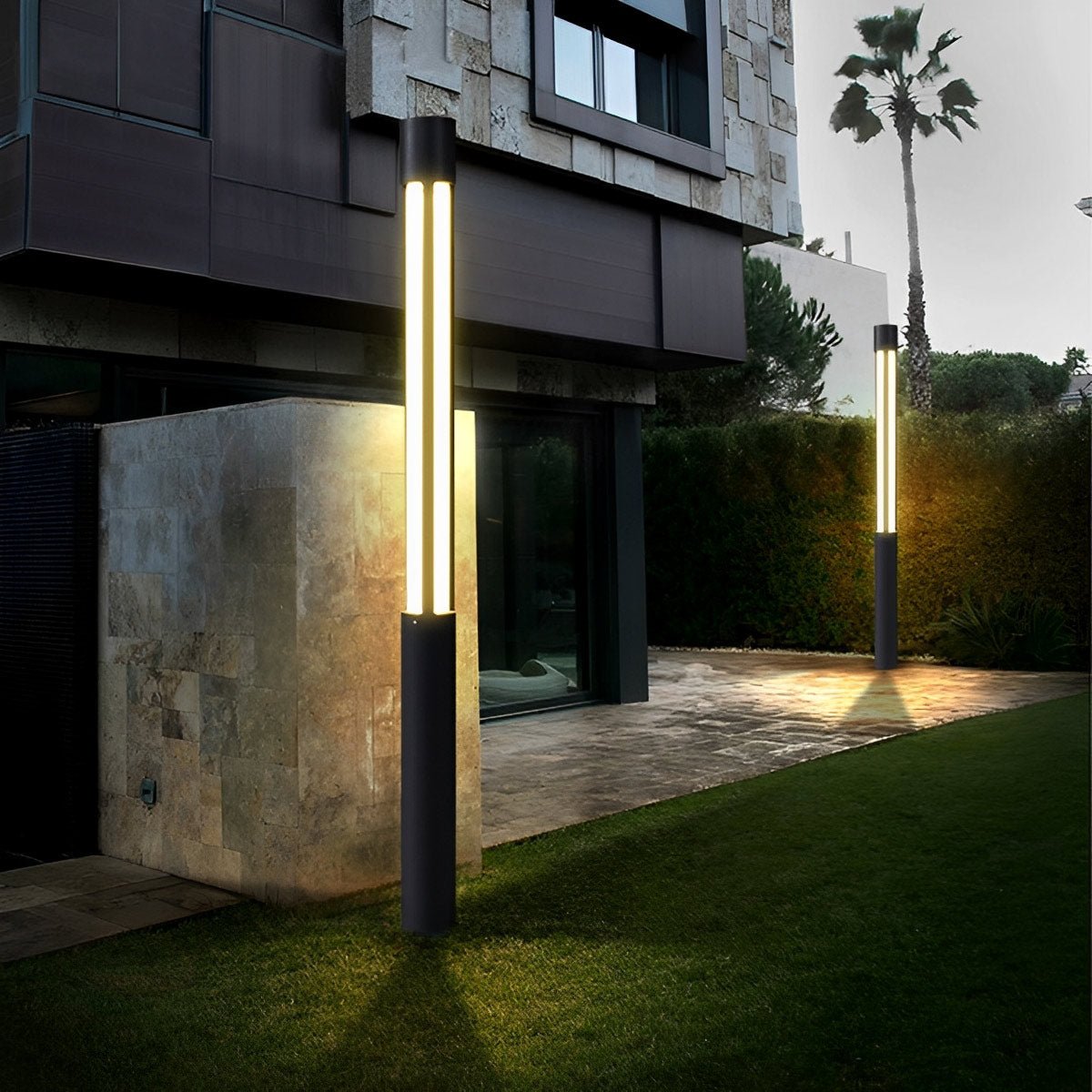 Cylinder LED Black Modern Outdoor Post Lights Street Light - Flyachilles