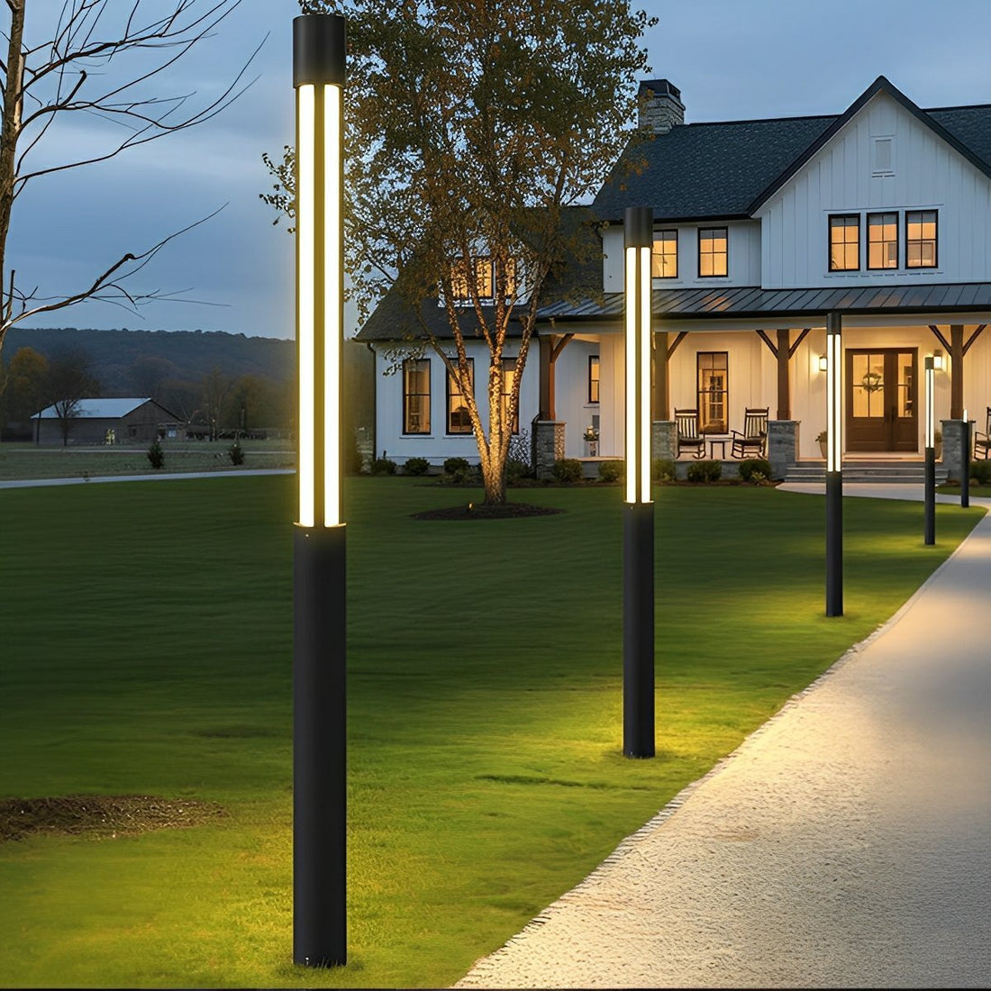 Cylinder LED Black Modern Outdoor Post Lights Street Light - Flyachilles