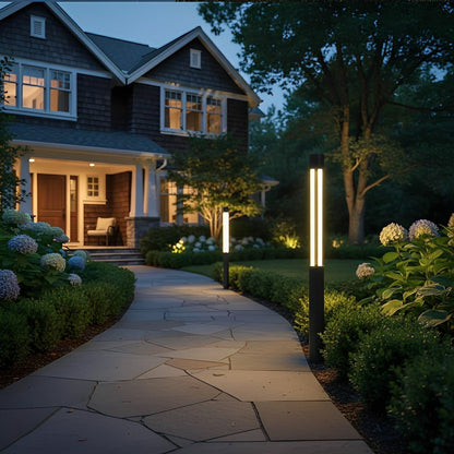 Cylinder LED Black Modern Outdoor Post Lights Street Light - Flyachilles