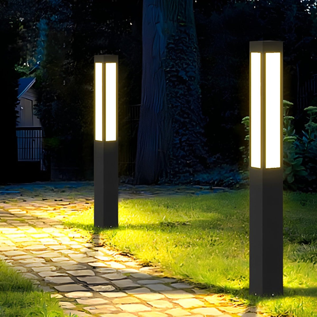 Cylinder Shaped Waterproof LED Black Modern Outdoor Post Lights - Flyachilles