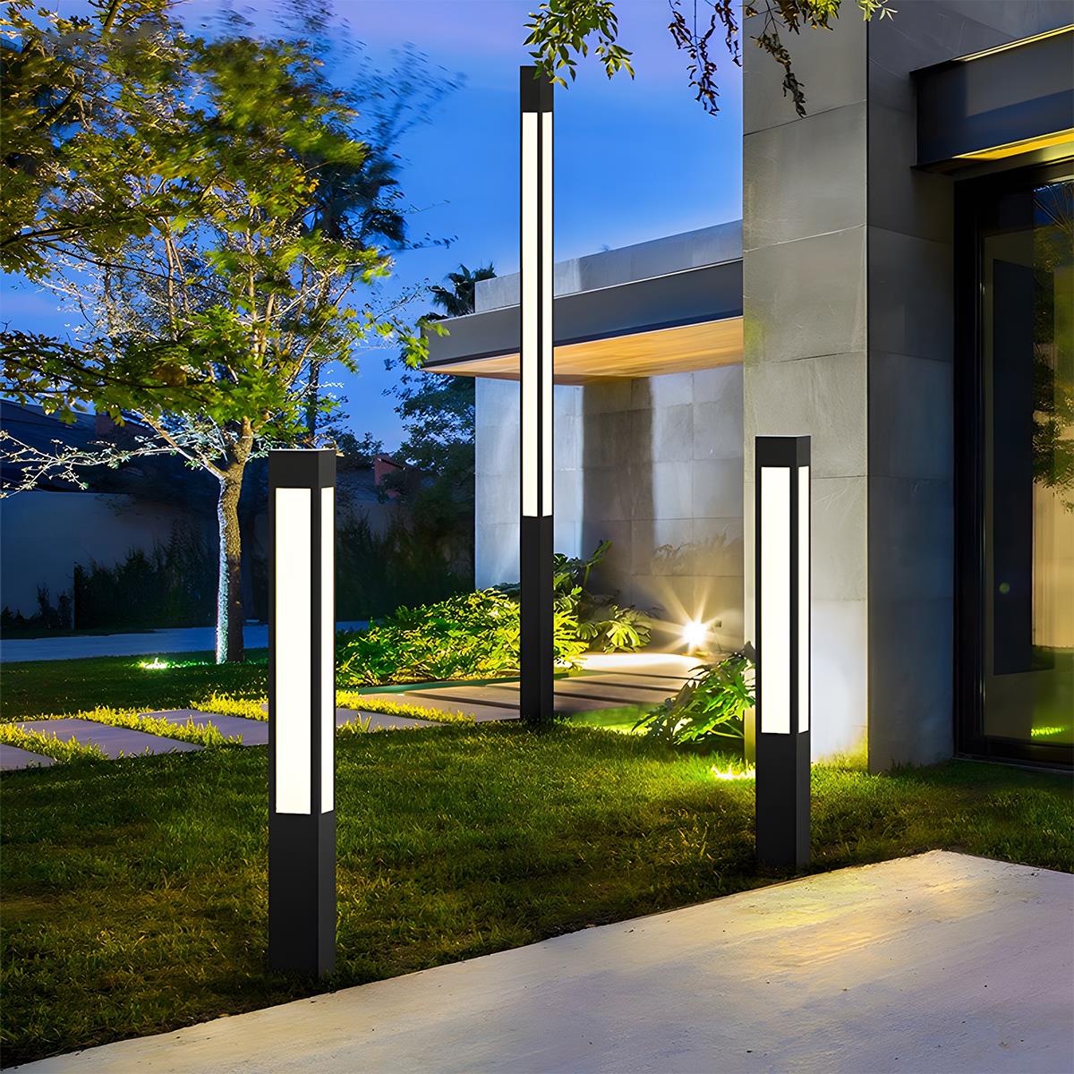 Cylinder Shaped Waterproof LED Black Modern Outdoor Post Lights - Flyachilles