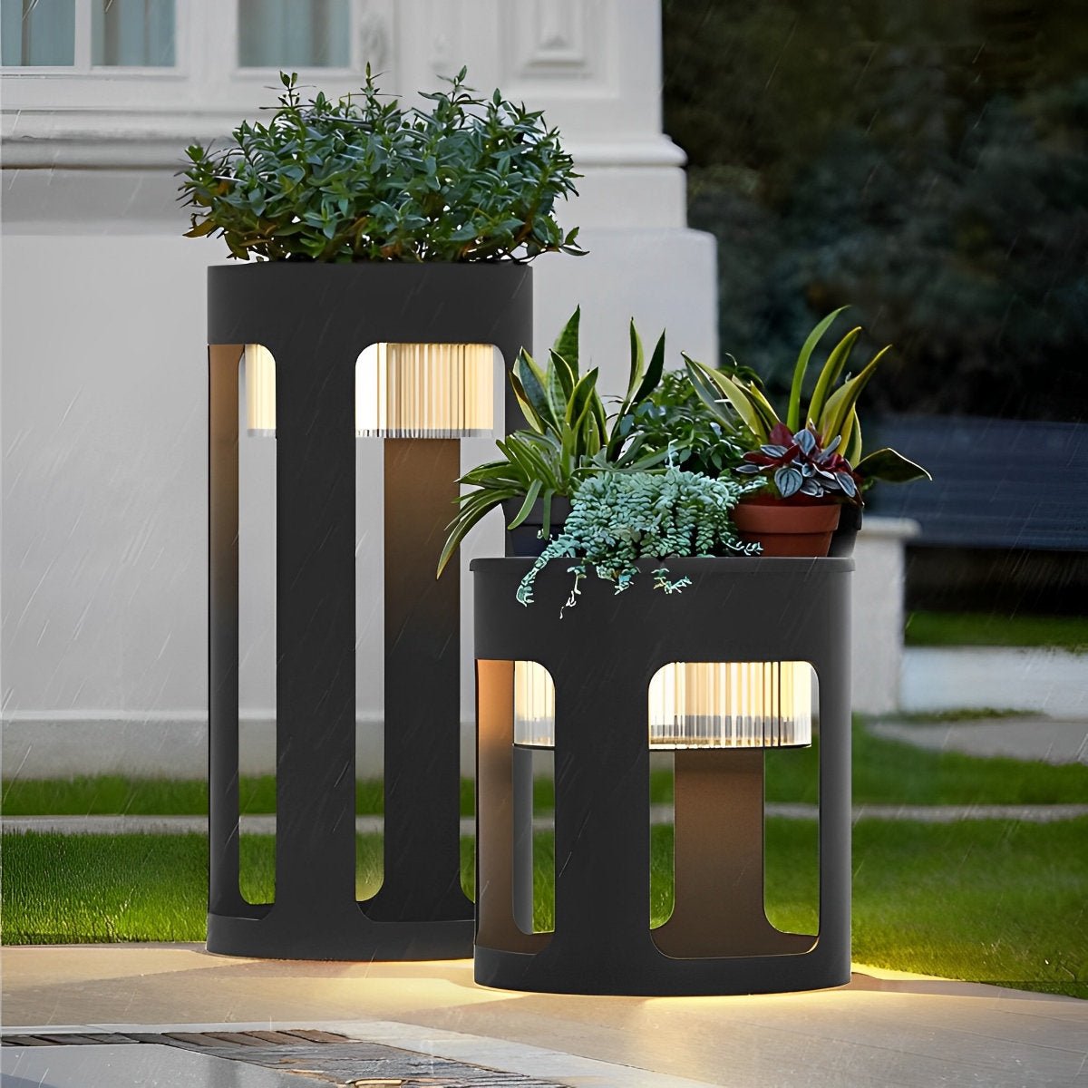 Cylinder Waterproof LED Black Modern SolarLight - Flyachilles