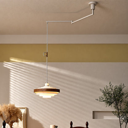 Dimmable Modern Japandi Shaded Drum Pendant Light - Flyachilles