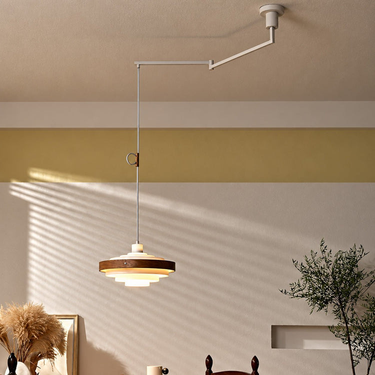 Dimmable Modern Japandi Shaded Drum Pendant Light - Flyachilles