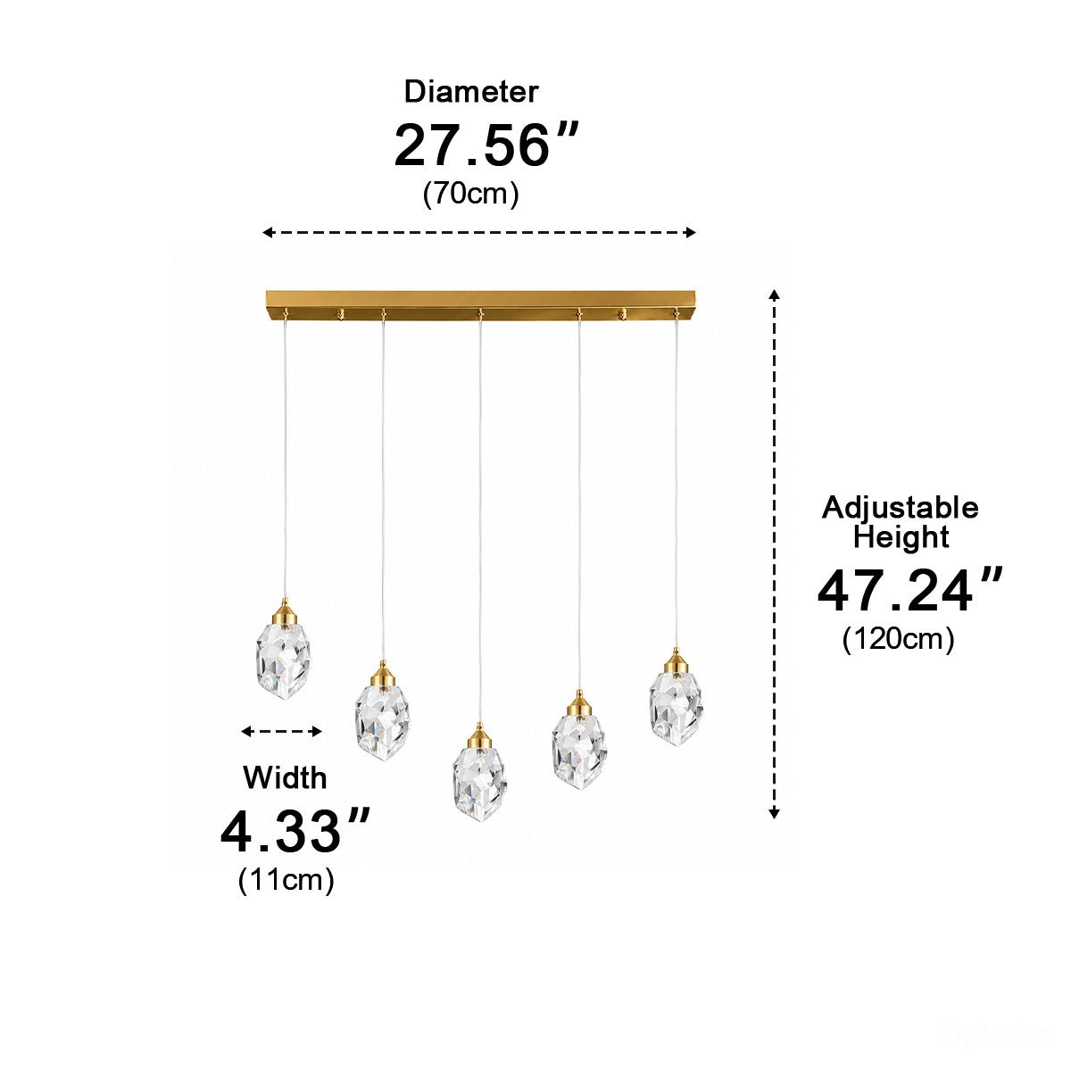 Dimmable Modern Luxury Brass Crystal Pendant Lights - Flyachilles