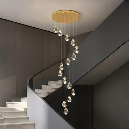 Dimmable Modern Spiral Crystal Droplets Staircase Chandelier - Flyachilles