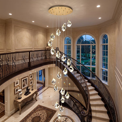 Dimmable Modern Spiral Crystal Droplets Staircase Chandelier - Flyachilles