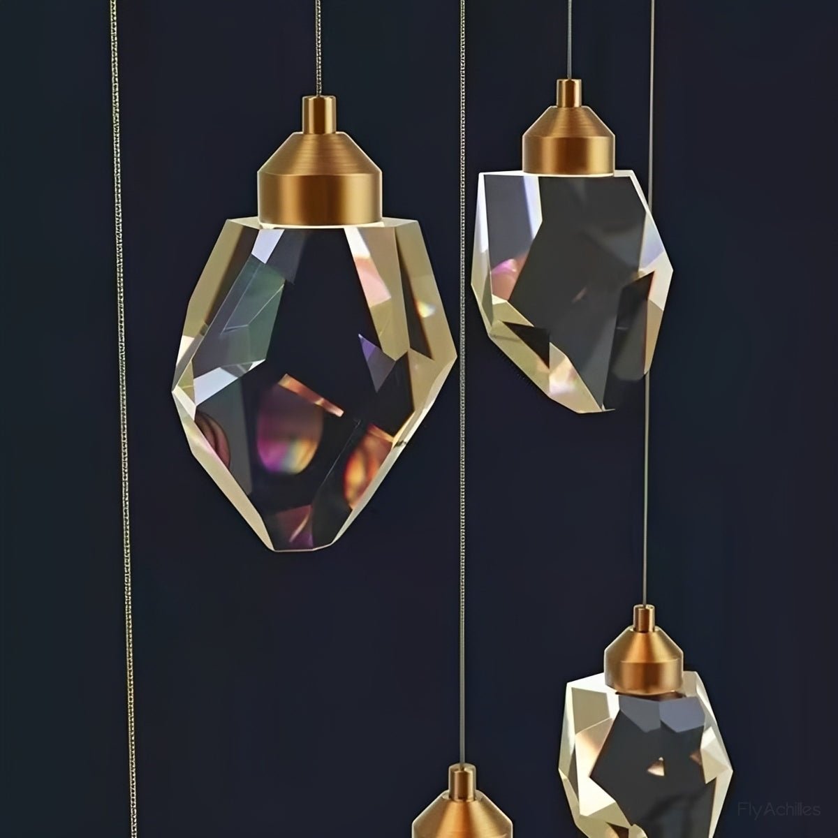 Dimmable Modern Spiral Crystal Droplets Staircase Chandelier - Flyachilles