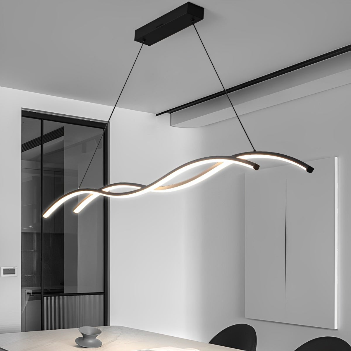 Double Wavy Minimalist LED Creative Modern Chandelier Light - Flyachilles