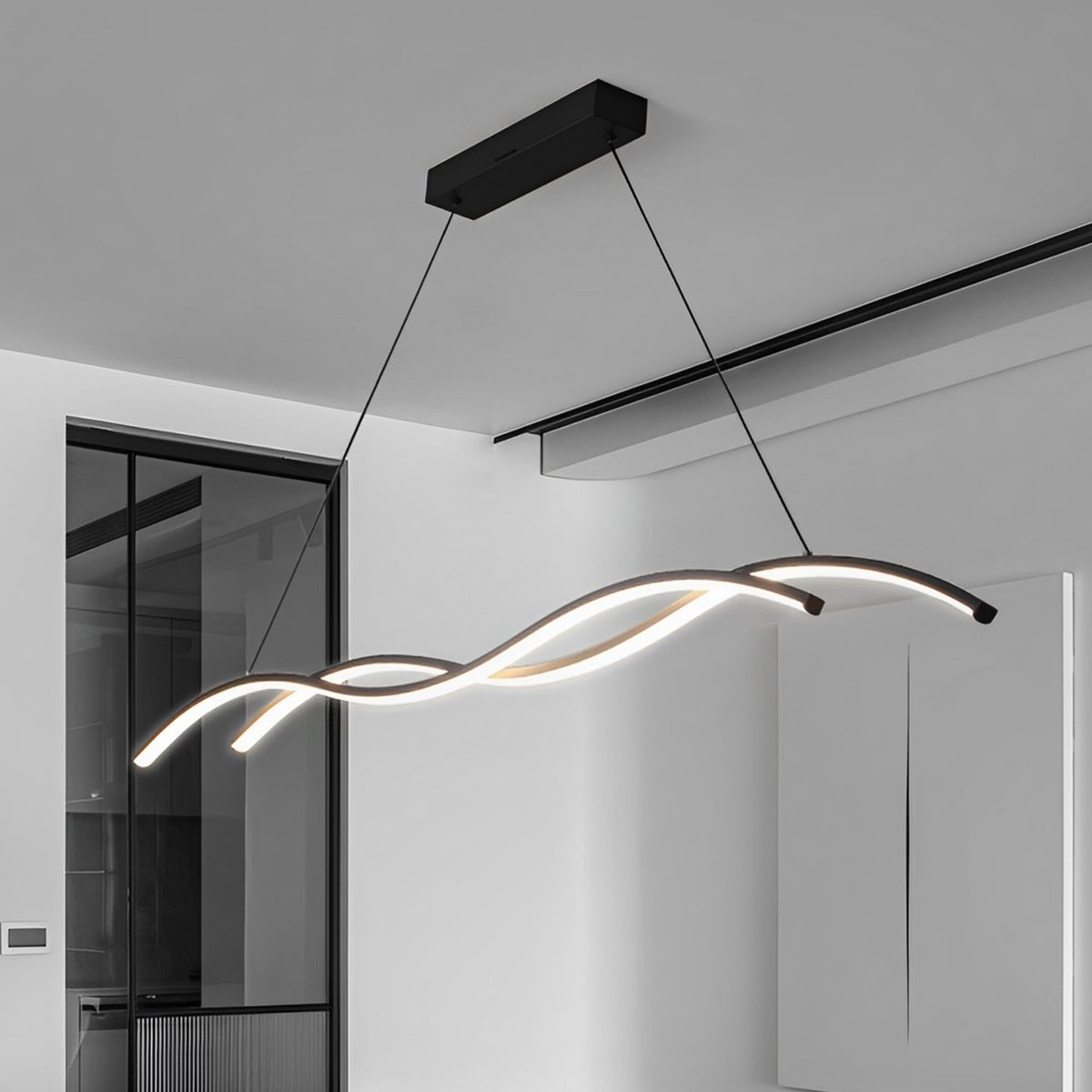 Double Wavy Minimalist LED Creative Modern Chandelier Light - Flyachilles