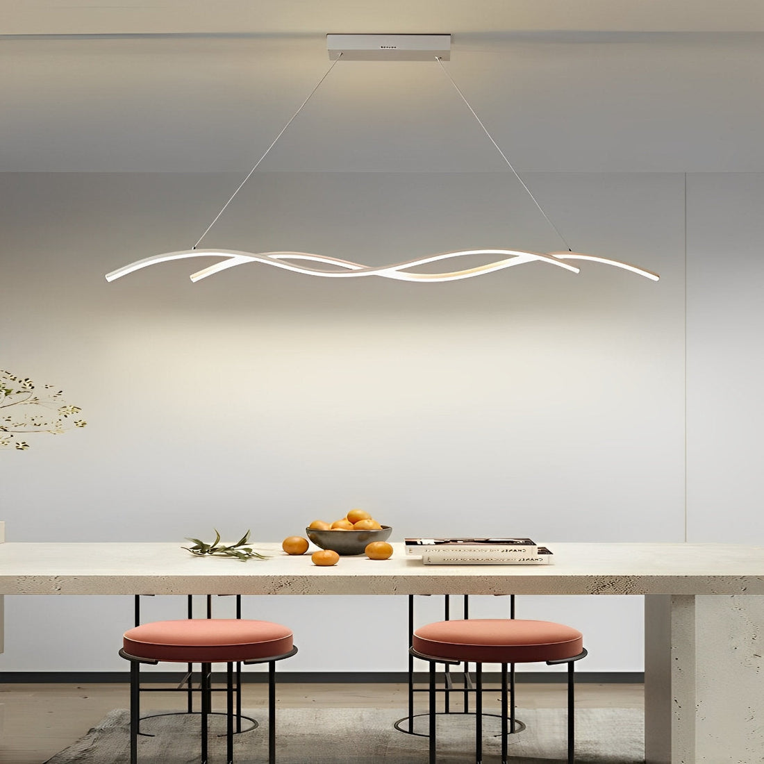 Double Wavy Minimalist LED Creative Modern Chandelier Light Ceiling Pendant Light Hanging Lamp Lighting - Flyachilles