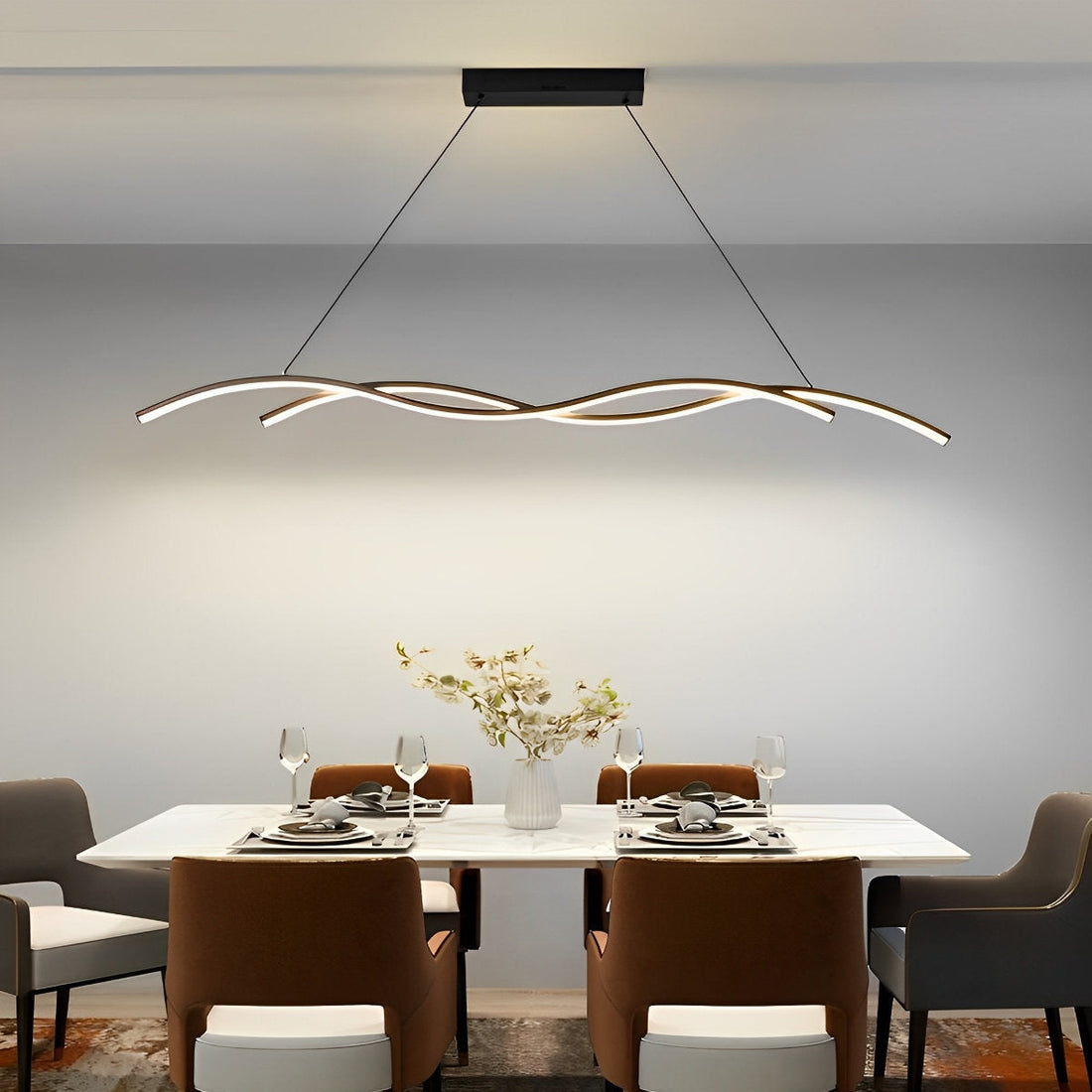 Double Wavy Minimalist LED Creative Modern Chandelier Light Ceiling Pendant Light Hanging Lamp Lighting - Flyachilles