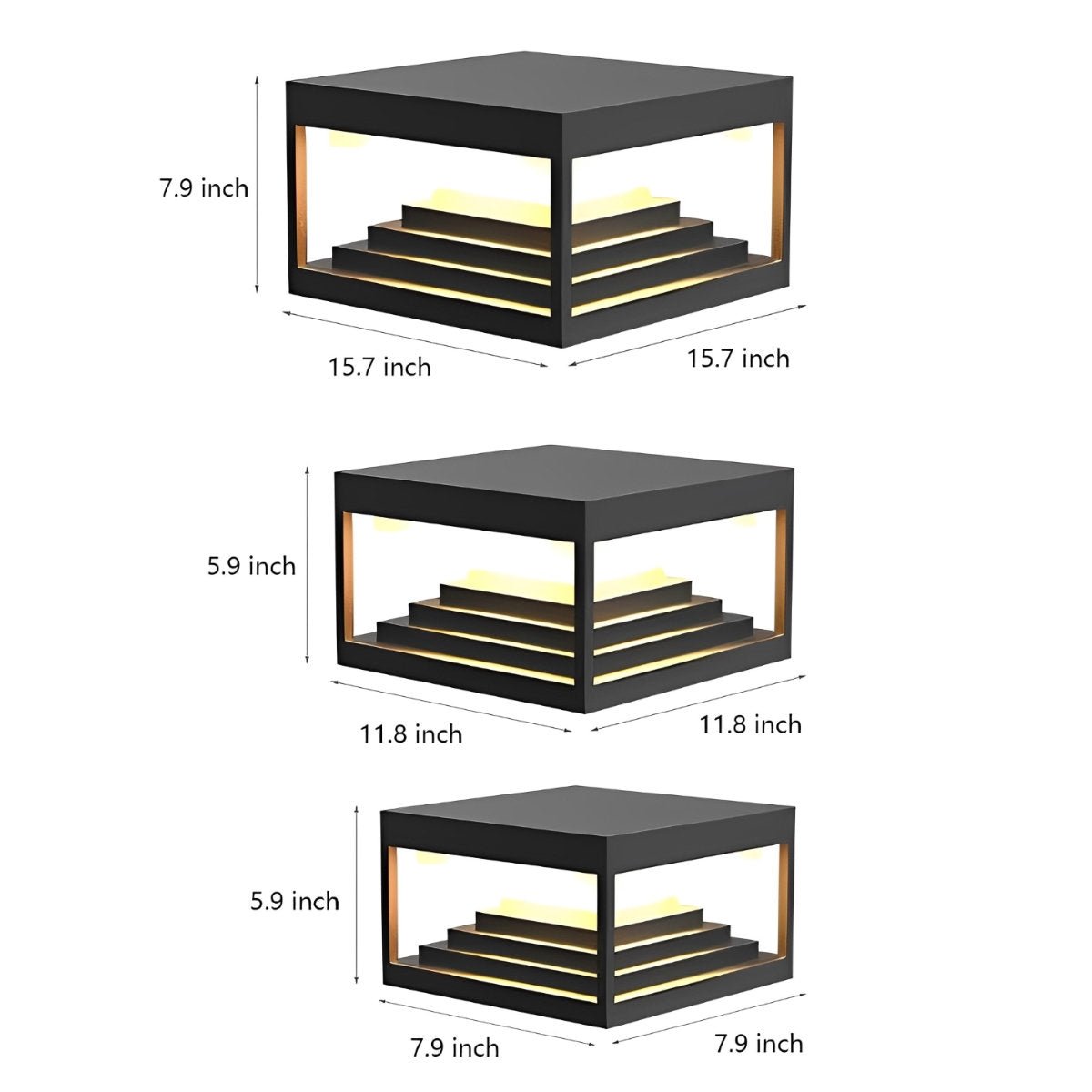 Enigma Eclipse Tower Square Steps Minimalistic Waterproof LED Black Modern Light - Flyachilles