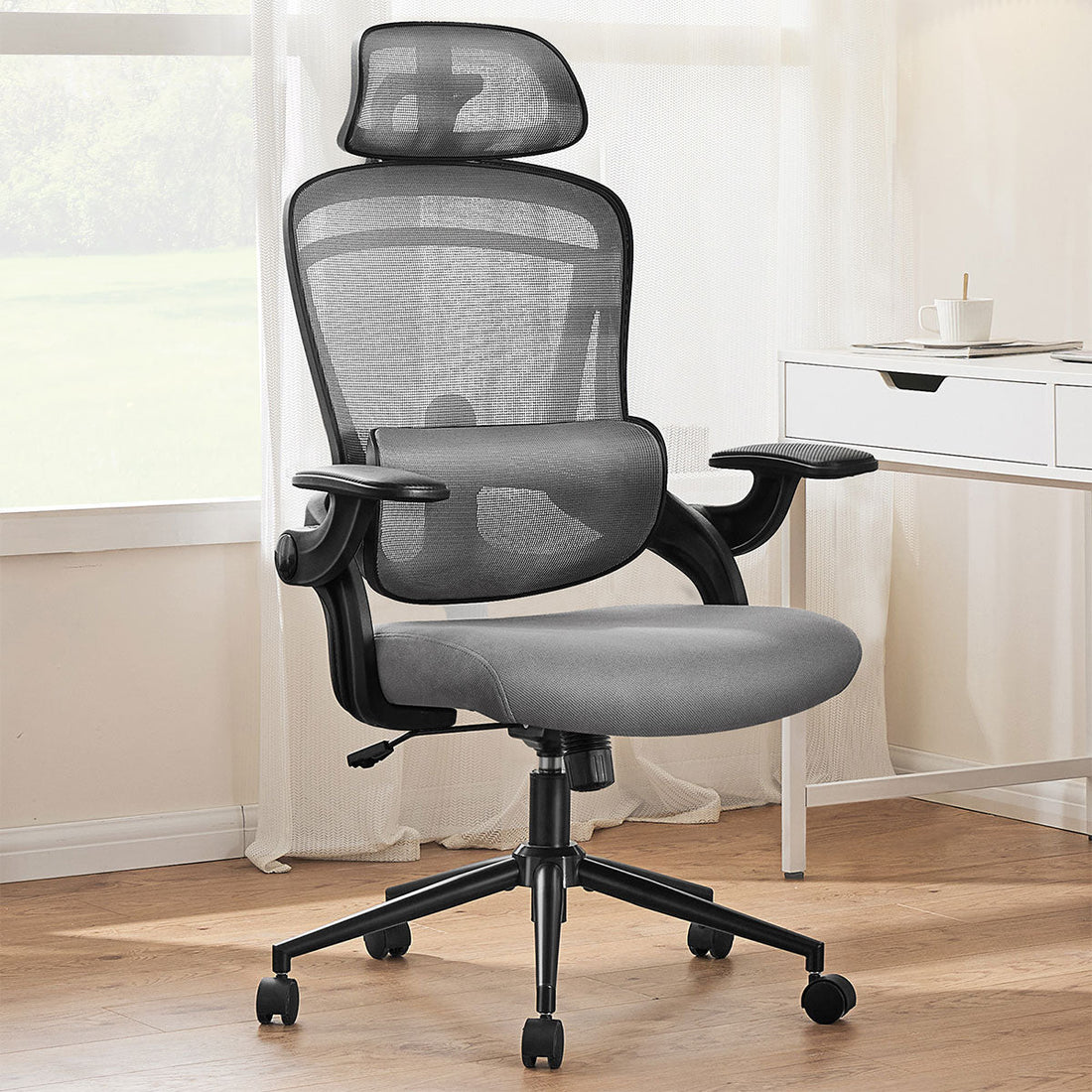Ergonomic Office Chair Desk Chair Mesh Headrest&Lumbar Support Computer Chair - Flyachilles