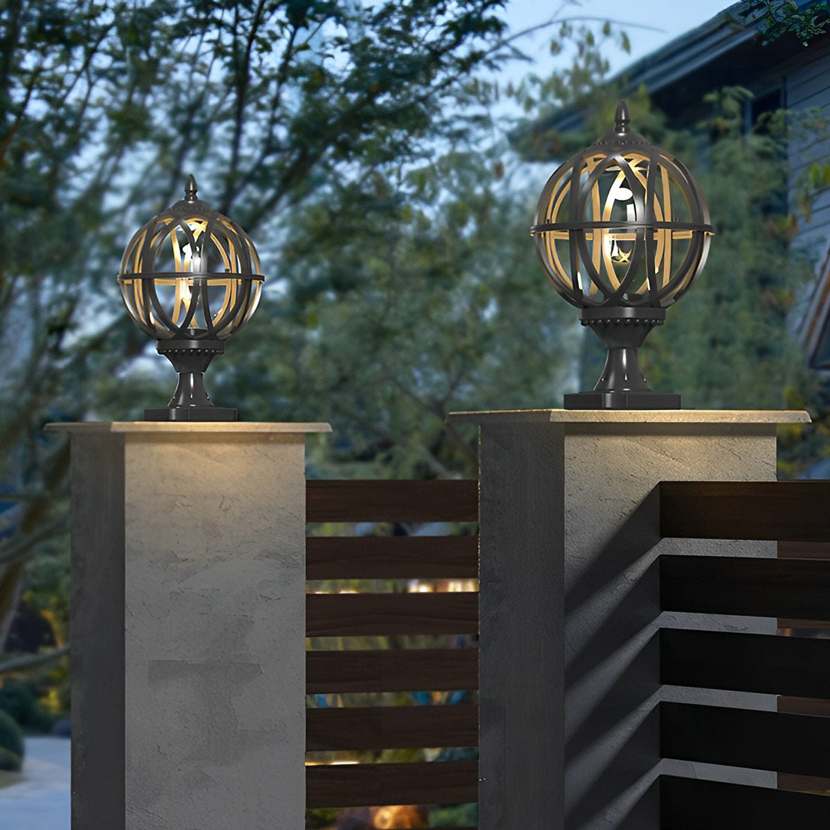 Farmhouse Round Ball Waterproof Outdoor Fence Post Lights - Flyachilles